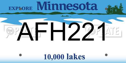AFH221 Minnesota License Plate