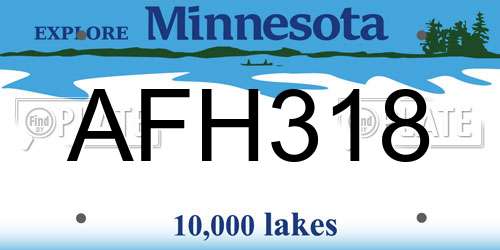 AFH318 Minnesota License Plate