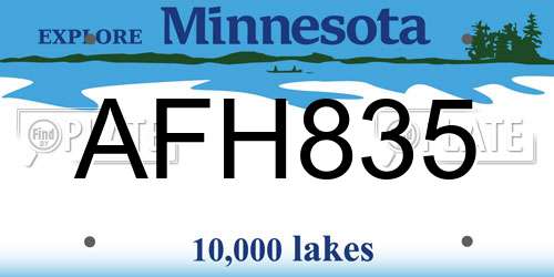 AFH835 Minnesota License Plate