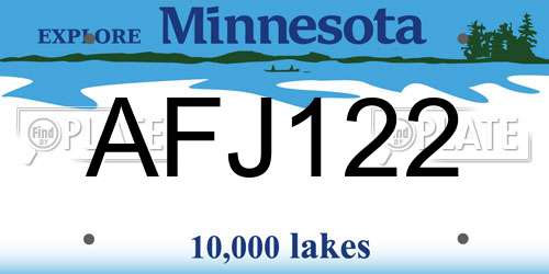 AFJ122 Minnesota License Plate