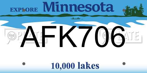 AFK706 Minnesota License Plate