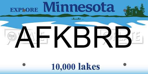 AFKBRB Minnesota License Plate