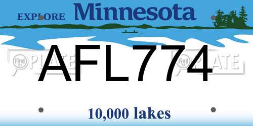AFL774 Minnesota License Plate