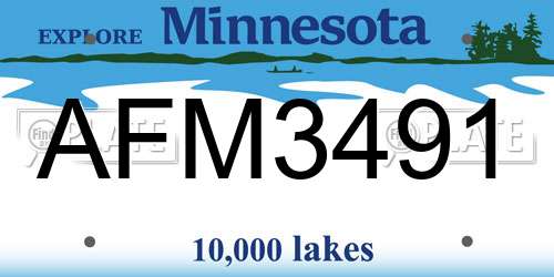 AFM3491 Minnesota License Plate