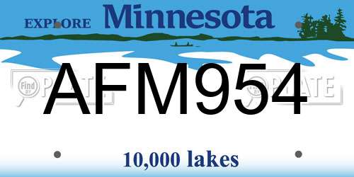 AFM954 Minnesota License Plate