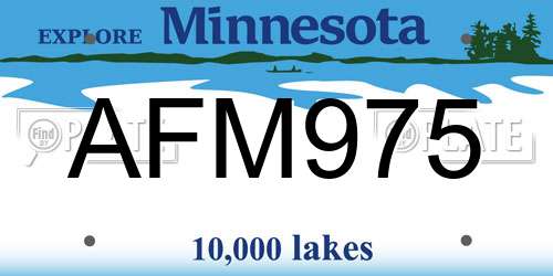 AFM975 Minnesota License Plate
