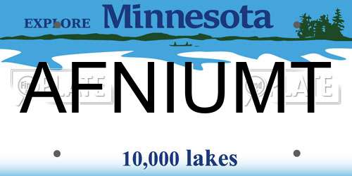 AFNIUMT Minnesota License Plate