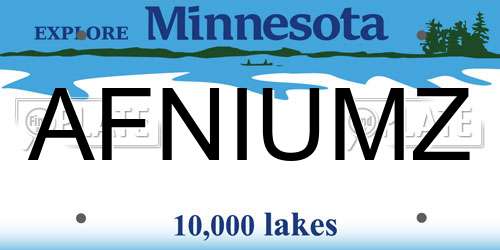 AFNIUMZ Minnesota License Plate