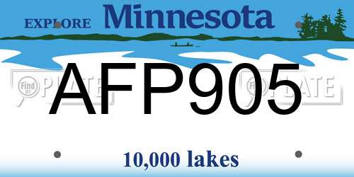 AFP905 Minnesota License Plate