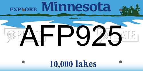 AFP925 Minnesota License Plate