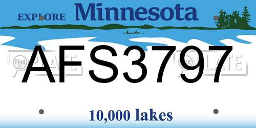 AFS3797 Minnesota License Plate