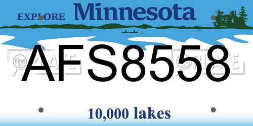 AFS8558 Minnesota License Plate
