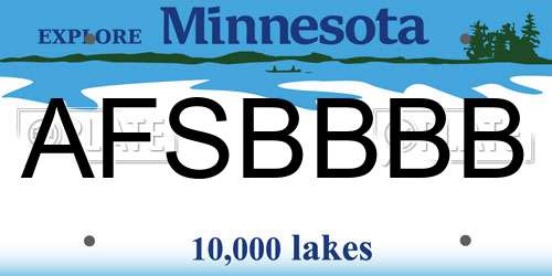 AFSBBBB Minnesota License Plate