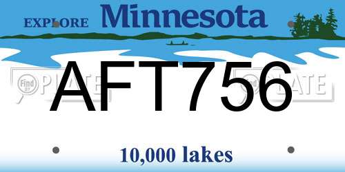 AFT756 Minnesota License Plate