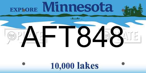 AFT848 Minnesota License Plate