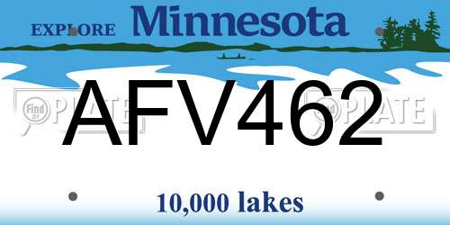 AFV462 Minnesota License Plate