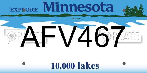 AFV467 Minnesota License Plate