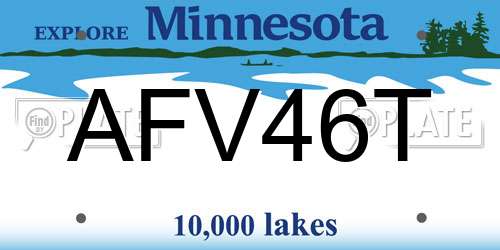 AFV46T Minnesota License Plate