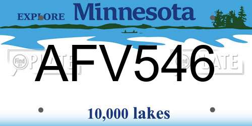 AFV546 Minnesota License Plate