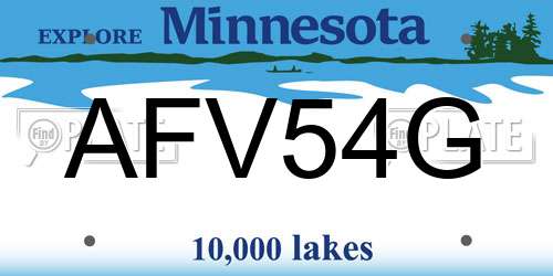 AFV54G Minnesota License Plate