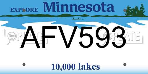 AFV593 Minnesota License Plate