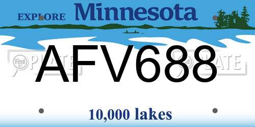 AFV688 Minnesota License Plate