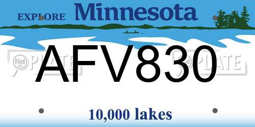 AFV830 Minnesota License Plate