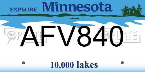 AFV840 Minnesota License Plate