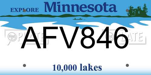AFV846 Minnesota License Plate