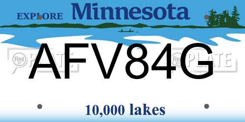 AFV84G Minnesota License Plate