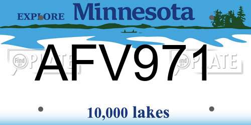 AFV971 Minnesota License Plate