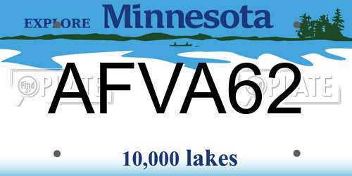 AFVA62 Minnesota License Plate