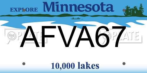 AFVA67 Minnesota License Plate