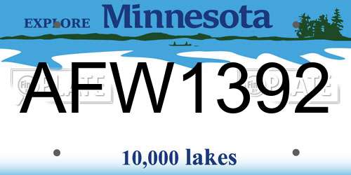 AFW1392 Minnesota License Plate