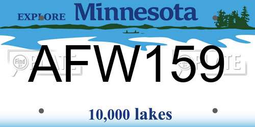 AFW159 Minnesota License Plate