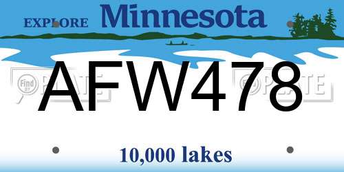 AFW478 Minnesota License Plate