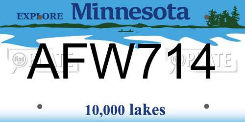 AFW714 Minnesota License Plate