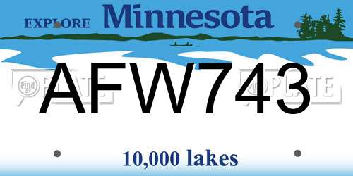 AFW743 Minnesota License Plate