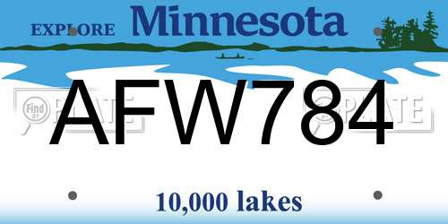 AFW784 Minnesota License Plate