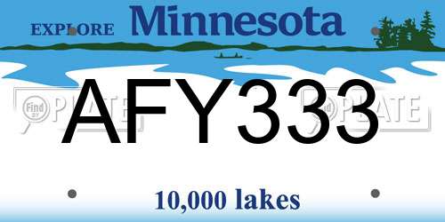 AFY333 Minnesota License Plate