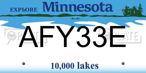 AFY33E Minnesota License Plate