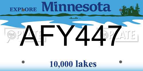 AFY447 Minnesota License Plate
