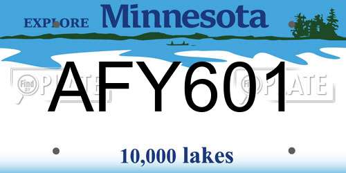 AFY601 Minnesota License Plate