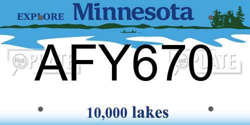 AFY670 Minnesota License Plate