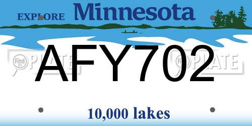 AFY702 Minnesota License Plate