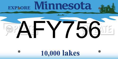 AFY756 Minnesota License Plate