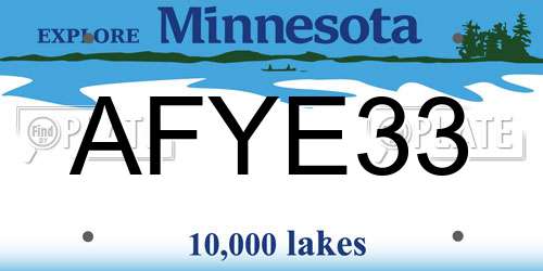 AFYE33 Minnesota License Plate