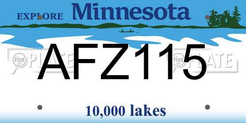 AFZ115 Minnesota License Plate