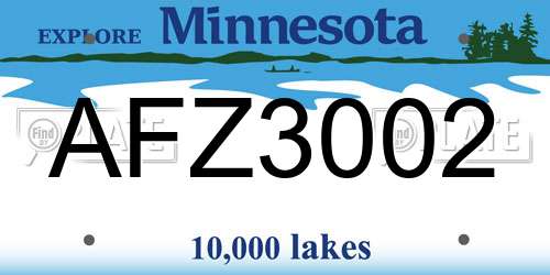 AFZ3002 Minnesota License Plate