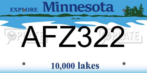 AFZ322 Minnesota License Plate